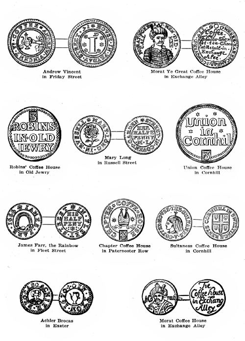 PLATE 1—COFFEE-HOUSE KEEPERS' TOKENS OF THE 17TH CENTURY